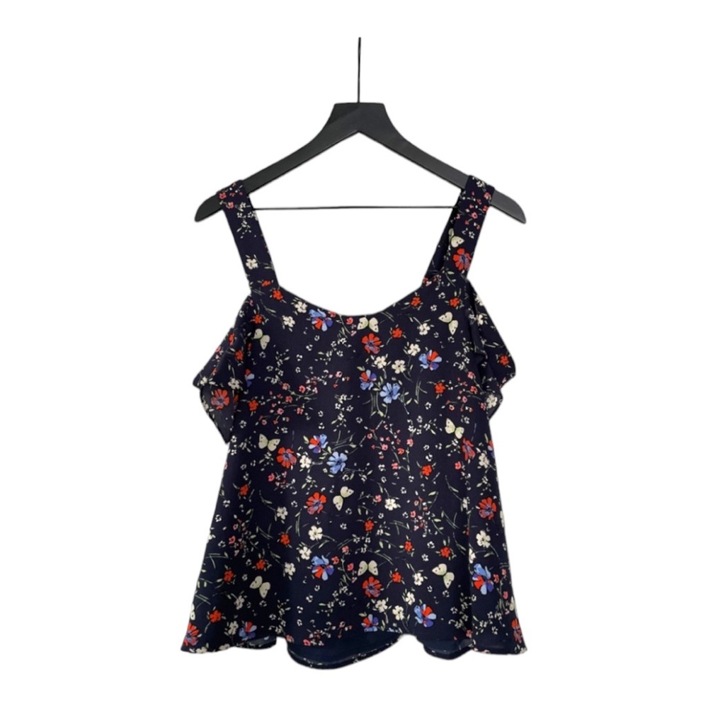 NWT Sanctuary cold shoulder navy floral top